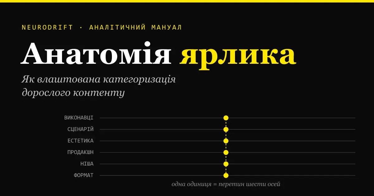 Матриця шести осей категоризації, що перетинаються в одній одиниці контенту — обкладинка мануала «Анатомія ярлика».
