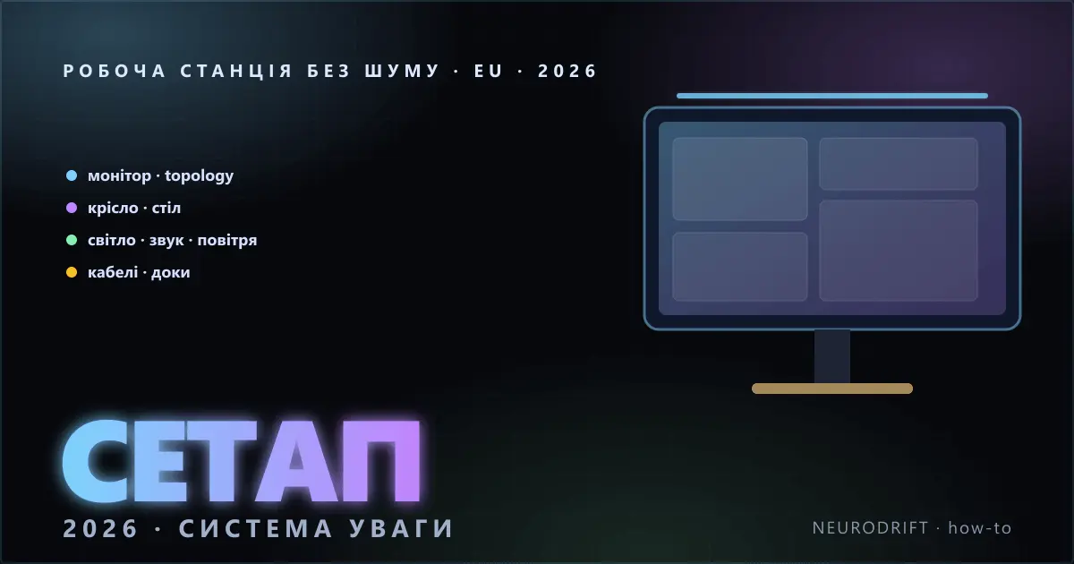 Сетап продуктивності 2026: робоча станція без шуму