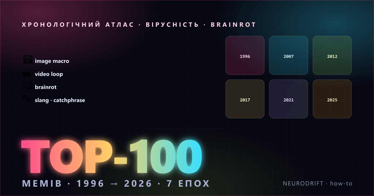 Top-100 мемів 1996–2026: хронологічний атлас